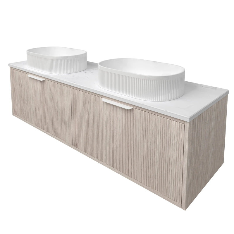 Kliff  Fluted Wood Grain Vanities  Coastal Oak LK-MK1500W-CO