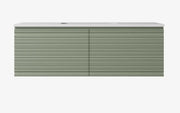 Sedona Olive Green Fluted Wall Hung PVC Vanity 600mm/750mm/900mm/1200mm/1500mm - FIL Kitchen Bathroom