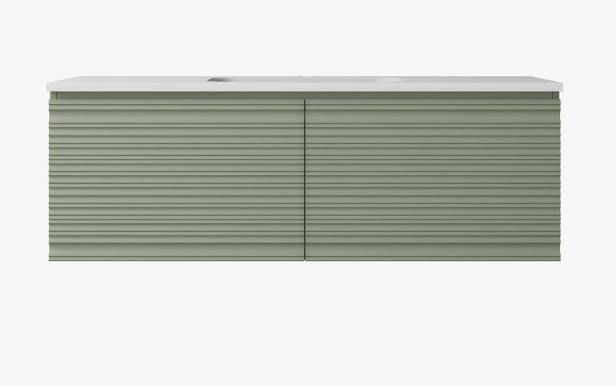 Sedona Olive Green Fluted Wall Hung PVC Vanity 600mm/750mm/900mm/1200mm/1500mm