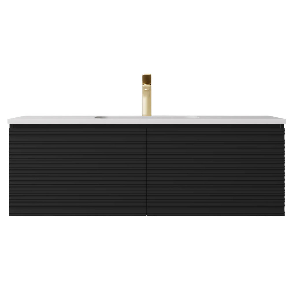 Sedona Matte Black Fluted Wall Hung PVC Vanity 600mm/750mm/900mm/1200mm/1500mm