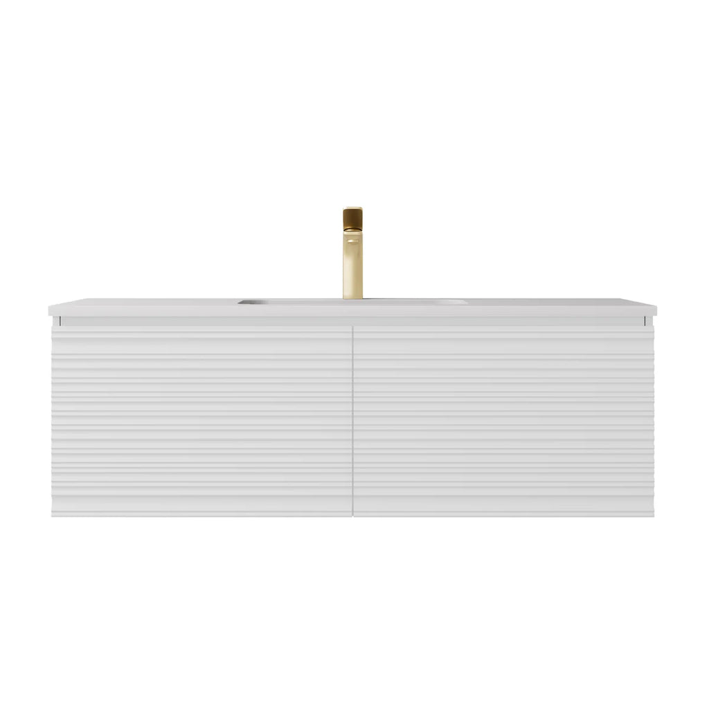 Sedona Matte White Fluted Wall Hung PVC Vanity 600mm/750mm/900mm/1200mm/1500mm
