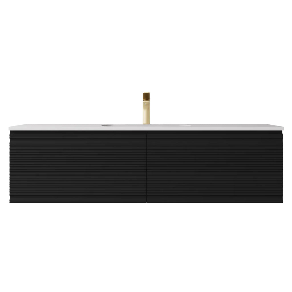Sedona Matte Black Fluted Wall Hung PVC Vanity 600mm/750mm/900mm/1200mm/1500mm