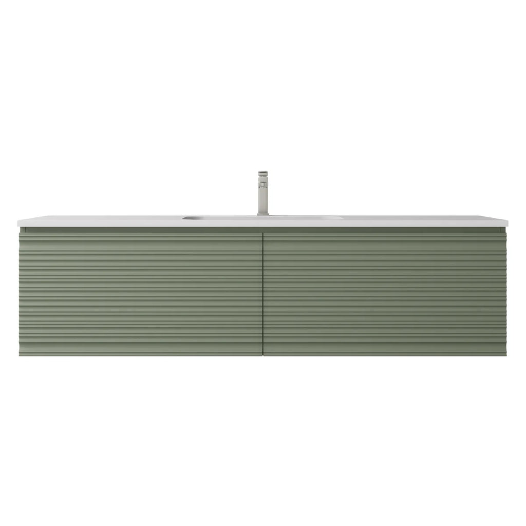 Sedona Olive Green Fluted Wall Hung PVC Vanity 600mm/750mm/900mm/1200mm/1500mm
