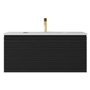 Sedona Matte Black Fluted Wall Hung PVC Vanity 600mm/750mm/900mm/1200mm/1500mm - FIL Kitchen Bathroom