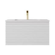 Sedona Matte White Fluted Wall Hung PVC Vanity 600mm/750mm/900mm/1200mm/1500mm - FIL Kitchen Bathroom