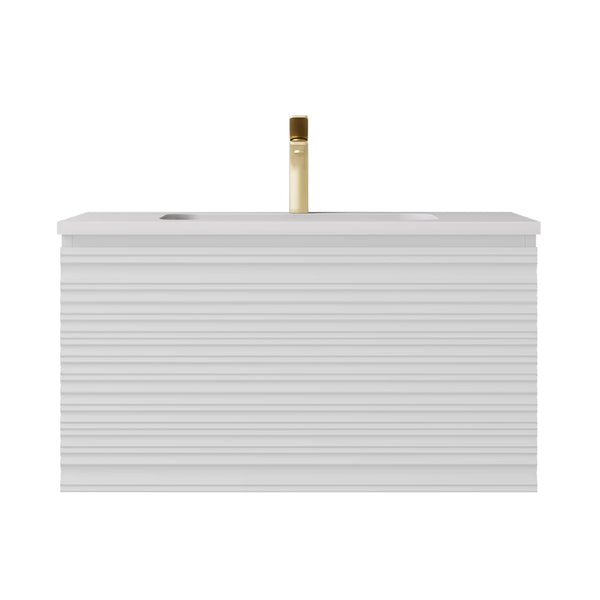 Sedona Matte White Fluted Wall Hung PVC Vanity 600mm/750mm/900mm/1200mm/1500mm