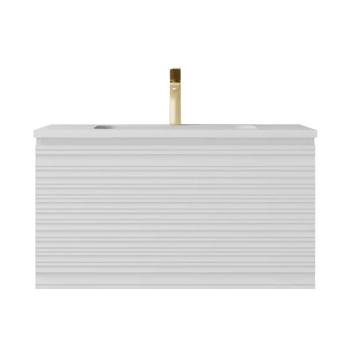 Sedona Matte White Fluted Wall Hung PVC Vanity 600mm/750mm/900mm/1200mm/1500mm - FIL Kitchen Bathroom