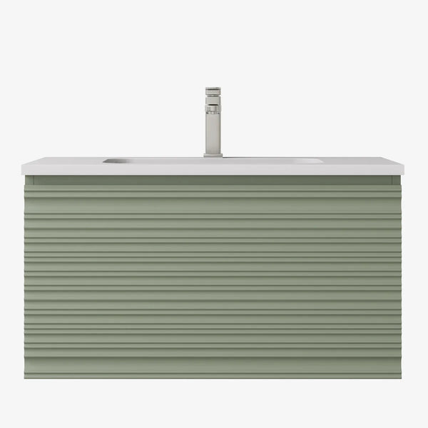 Sedona Olive Green Fluted Wall Hung PVC Vanity 600mm/750mm/900mm/1200mm/1500mm