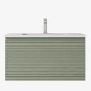 Sedona Olive Green Fluted Wall Hung PVC Vanity 600mm/750mm/900mm/1200mm/1500mm - FIL Kitchen Bathroom