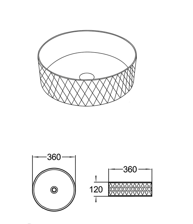 Ollia Diamond Fine Ceramic Above Counter Basin LK-ODA360
