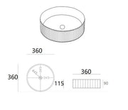 Lukka Olley Fine Ceramic Fluted Art Basin (360/400mm) Lukka