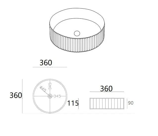 Lukka Olley Fine Ceramic Fluted Art Basin (360/400mm) Lukka