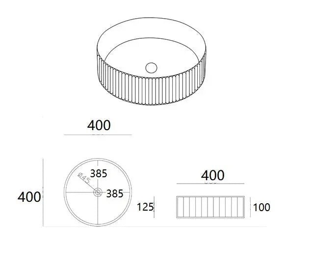 Lukka Olley Fine Ceramic Fluted Art Basin (360/400mm) Lukka