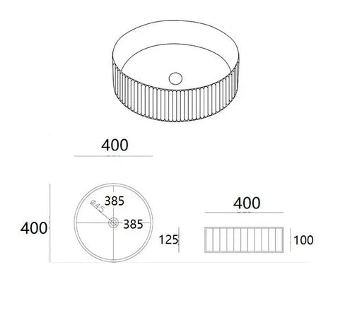 Lukka Olley Fine Ceramic Fluted Art Basin (360/400mm) Lukka