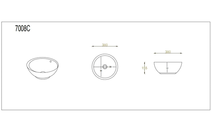 Orbi Fine Ceramic Above Counter Basin Lukka