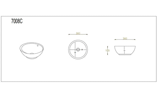 Orbi Fine Ceramic Above Counter Basin Lukka