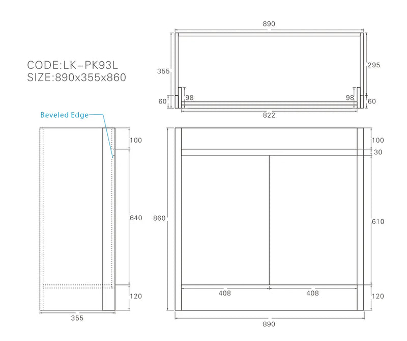 Pako Modern FreeStanding Vanity PVC Narrow (900mm) Lukka
