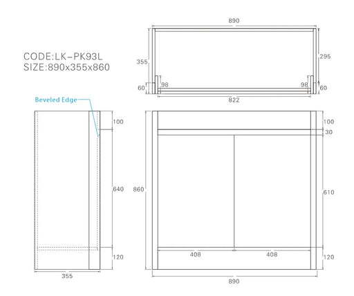 Pako Modern FreeStanding Vanity PVC Narrow (900mm) Lukka