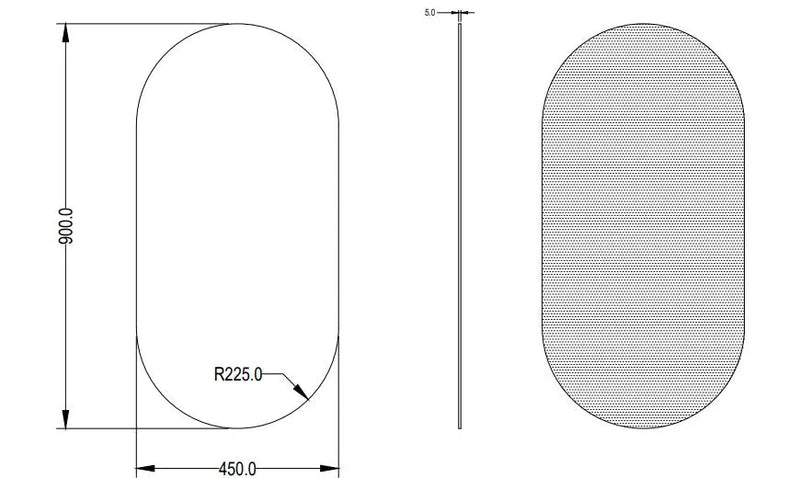 Ellips Pencil Edge Plain Mirror LK-PM4590/LK-PM60900 Lukka