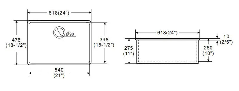 Procida Fine Fireclay Inset/Undermount Sink LK-S-PFC618