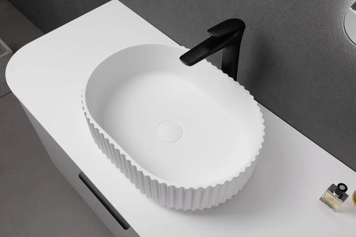Lukka Ellips Fluted Solid Surface Above Counter Basin Lukka
