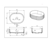 Lukka Ellips Fluted Solid Surface Above Counter Basin Lukka