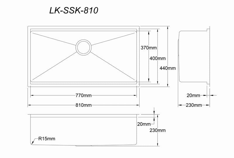 Kliff Hand Made PVD Stainless Steel Sinks LK-SSK-810/Multiple Colors