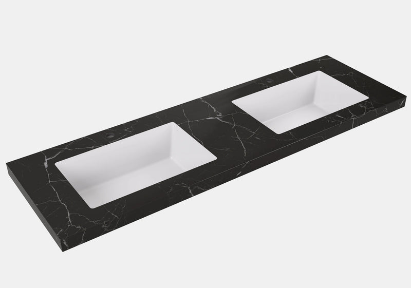 Fine Ceramic Basin Joined with Sintered Stone – LK-UBL – Calacatta Night