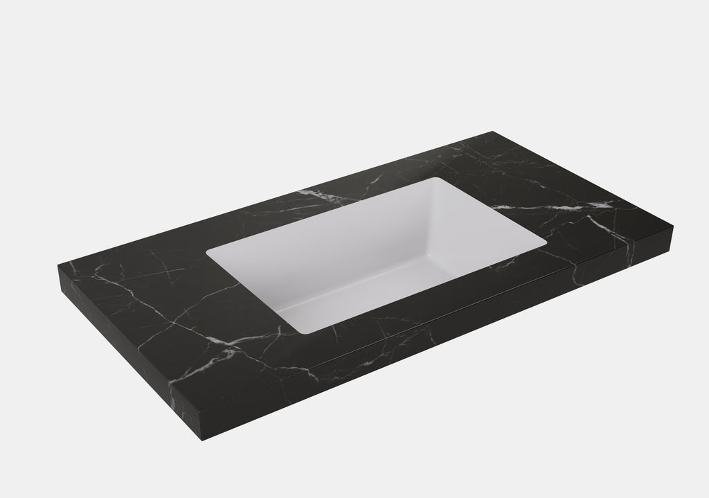 Fine Ceramic Basin Joined with Sintered Stone Calacatta Night 600mm/750mm/900mm/1200mm/1500mm