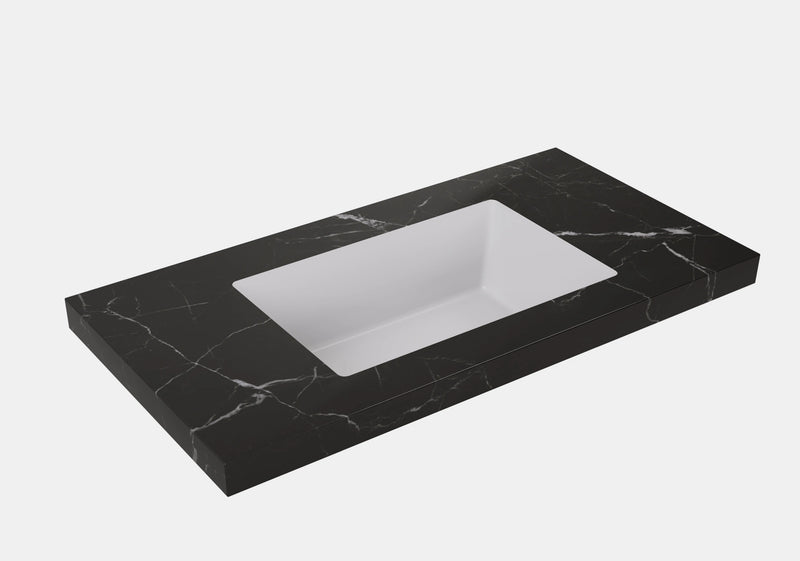 Fine Ceramic Basin Joined with Sintered Stone – LK-UBL – Calacatta Night