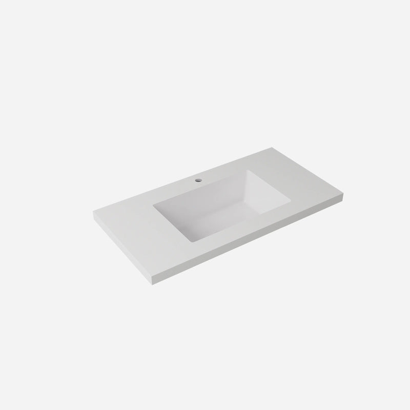 Blanco White Sintered Stone seamless joined with fine ceramic basin LK-UBW