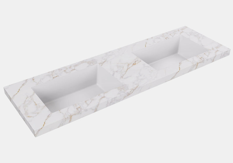 Carrara Gold sintered stone seamless joined with fine ceramic basin LK-UCG