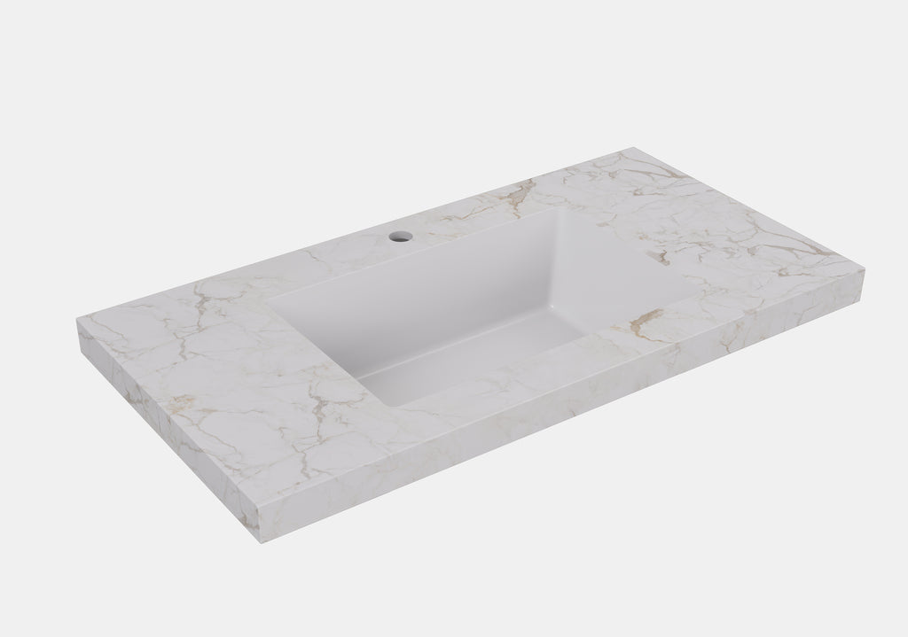 Fine Ceramic Basin Joined with Sintered Stone Carrara Gold 600mm/750mm/900mm/1200mm/1500mm