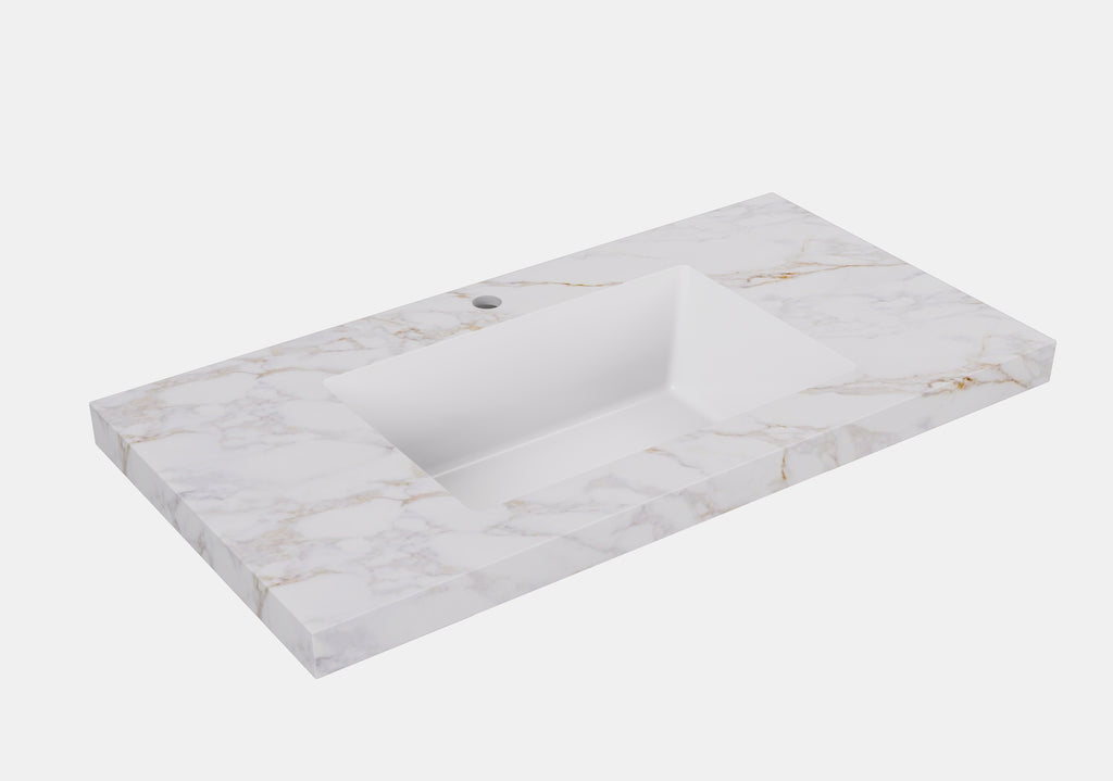 Fine Ceramic Basin Joined with Sintered Stone Carrara Gold 600mm/750mm/900mm/1200mm/1500mm