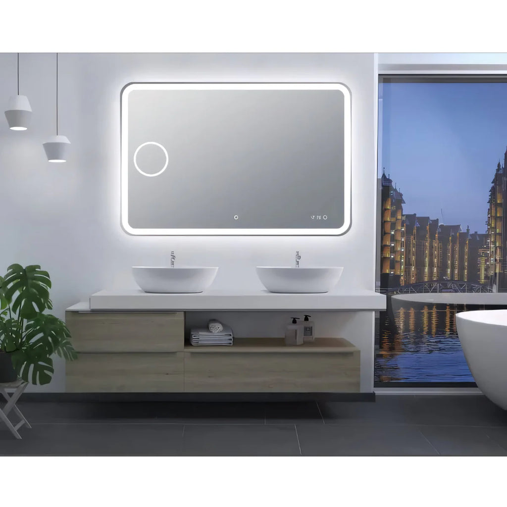 Rectangle Frameless Mirror with Magnifier and Digital Clock 900x750mm/1200x800mm/1500x800mm