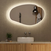 FRAMELESS LED MIRROR ASYMMETRICAL MATTE WHITE 1300MMX763MM - FIL Kitchen Bathroom