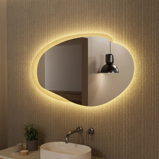 AULIC EVANSTONE ASYMMETRICAL FRAMELESS LED MIRROR MATTE GREY 1100MMX646MM - FIL Kitchen Bathroom