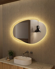 FRAMELESS LED MIRROR ASYMMETRICAL MATTE WHITE 1300MMX763MM - FIL Kitchen Bathroom