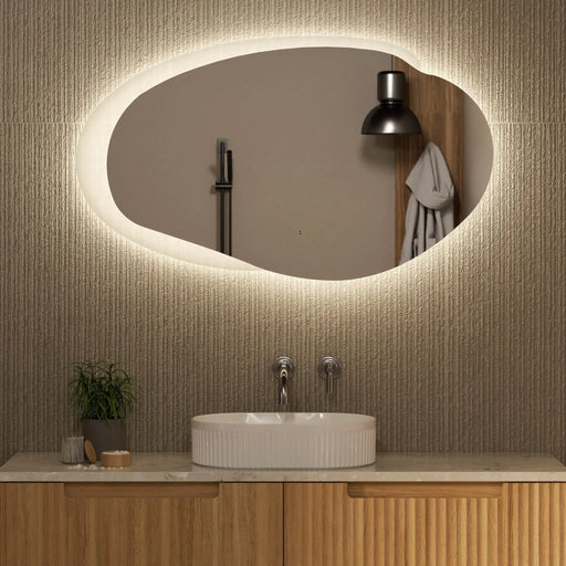 AULIC EVANSTONE ASYMMETRICAL FRAMELESS LED MIRROR MATTE GREY 1100MMX646MM - FIL Kitchen Bathroom