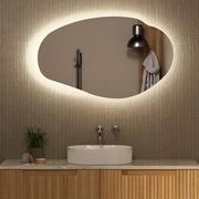 FRAMELESS LED MIRROR ASYMMETRICAL MATTE WHITE 1300MMX763MM - FIL Kitchen Bathroom