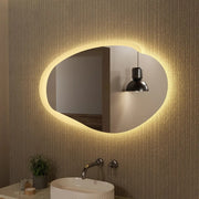 FRAMELESS LED MIRROR ASYMMETRICAL  MATTE WHITE/ 1100MMX646MM - FIL Kitchen Bathroom