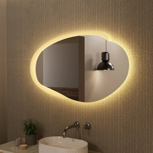 AULIC EVANSTONE ASYMMETRICAL FRAMELESS LED MIRROR MATTE WHITE 1100MMX646MM - FIL Kitchen Bathroom