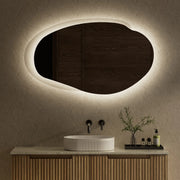 FRAMELESS LED MIRROR ASYMMETRICAL MATTE WHITE 1300MMX763MM - FIL Kitchen Bathroom