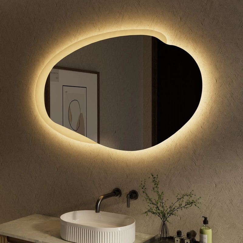 AULIC EVANSTONE ASYMMETRICAL FRAMELESS LED MIRROR MATTE GREY 1300MMX763MM - FIL Kitchen Bathroom