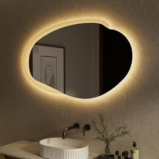 AULIC EVANSTONE ASYMMETRICAL FRAMELESS LED MIRROR MATTE GREY 1300MMX763MM - FIL Kitchen Bathroom