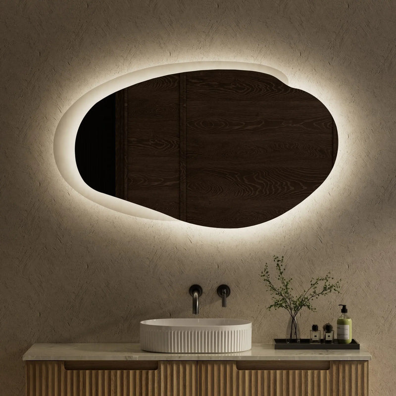 AULIC EVANSTONE ASYMMETRICAL FRAMELESS LED MIRROR MATTE GREY 1300MMX763MM - FIL Kitchen Bathroom