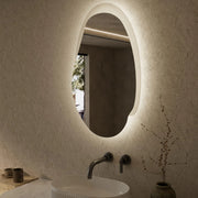 FRAMELESS LED MIRROR ASYMMETRICAL MATTE WHITE/MATTE GREY 530X900MM - FIL Kitchen Bathroom