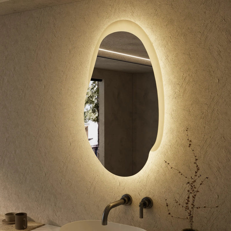 AULIC EVANSTONE ASYMMETRICAL FRAMELESS LED MIRROR MATTE GREY 530X900MM - FIL Kitchen Bathroom