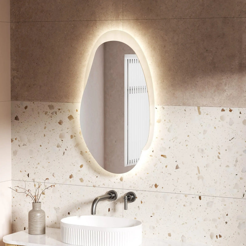 AULIC EVANSTONE ASYMMETRICAL FRAMELESS LED MIRROR MATTE GREY 530X900MM - FIL Kitchen Bathroom
