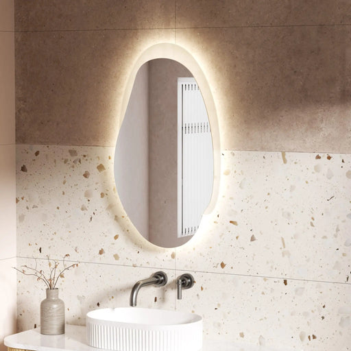 AULIC EVANSTONE ASYMMETRICAL FRAMELESS LED MIRROR MATTE GREY 530X900MM - FIL Kitchen Bathroom